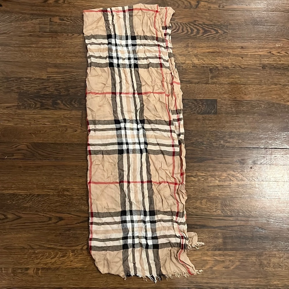 Plaid Scarf in Butterscotch, Black, Red, White - Similar to Designer Style